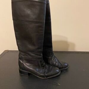 Blondo Black Tall Riding Lace Up Vamp Women’s Size 7.5B Pull-on Leather Boots